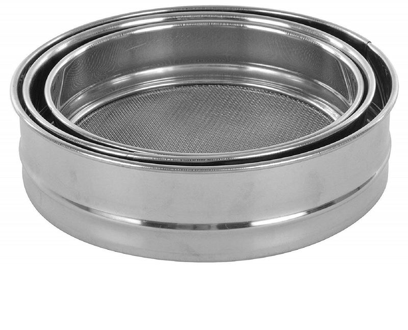 N M Z Stainless Steel Flour ChalniSpicesFood StrainersAtta Chalni Set of 3 PcsSilverColour - Image 1