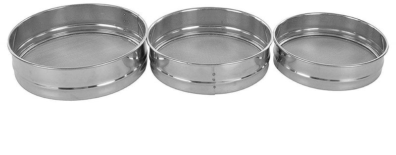 N M Z Stainless Steel Flour ChalniSpicesFood StrainersAtta Chalni Set of 3 PcsSilverColour - Image 3
