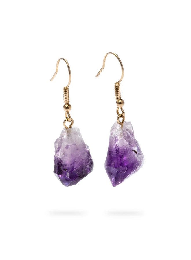 Ayana Wellness Ayana Crystals Raw Amethyst Earrings - Genuine February Birthstone Jewelry, Natural Raw Amethyst Stones For Emotional Balance, Spiritual Uplift, Handmade Purple Earrings For Women, Healing Crystal - Image 1