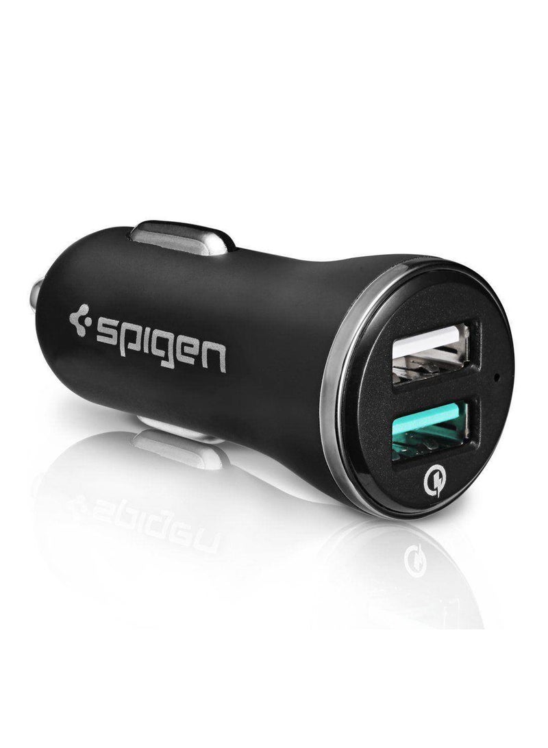Spigen Charger Spigen F27qc Qc3.0 2-port Car Charger Black - Image 1
