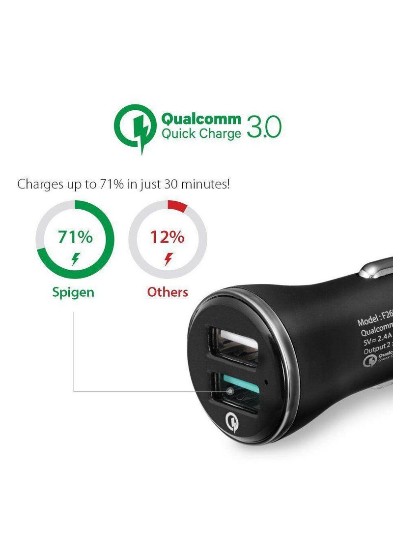 Spigen Charger Spigen F27qc Qc3.0 2-port Car Charger Black - Image 4