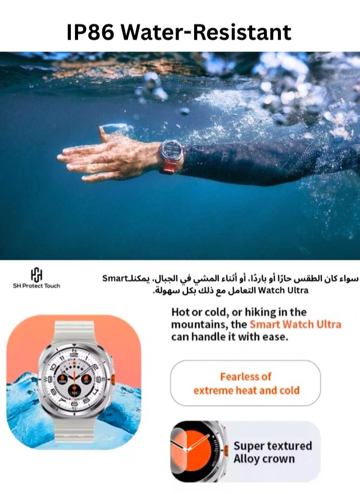 SH PROTECT TOUCH Galaxy Watch 7 Ultra 47mm IP68 Waterproof Bluetooth Call Compass Smartwatch Smart Watch 7 Ultra 1.43" Super Amoled  Screen GPS Tracking Smart Watch  for Men Outdoor Sports  - Image 4