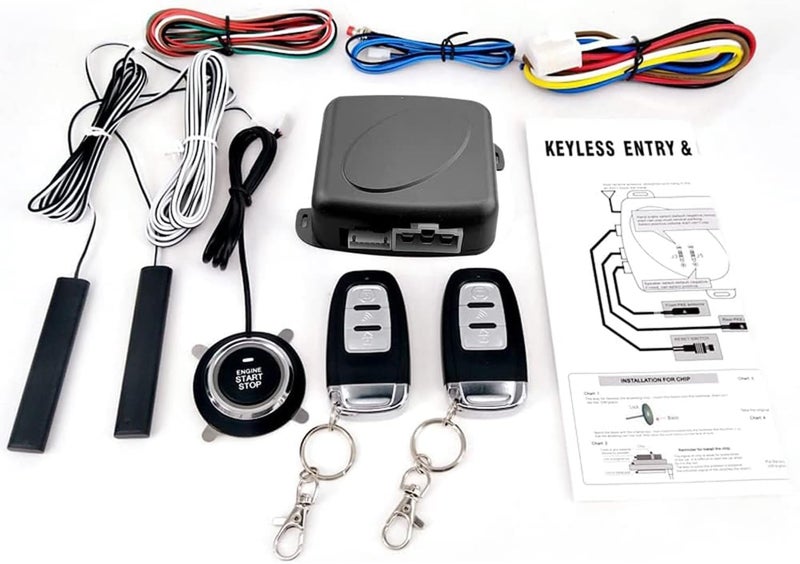 Foloose 9Pcs Car SUV Switch Keyless Entry Engine Start Alarm System Push on Remote Starter Stop Auto -theft System - Image 1