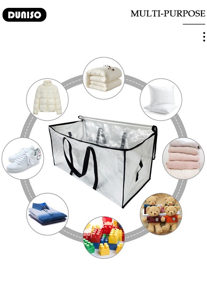 DUNISO 2 Pcs Extra Large Heavy Duty Moving Bags,Waterproof Transparent Storage Totes with Strong Handles, Thickened Woven PP Packing Bags for Clothes, Blanket, Relocation, Travel Organizer - Image 3