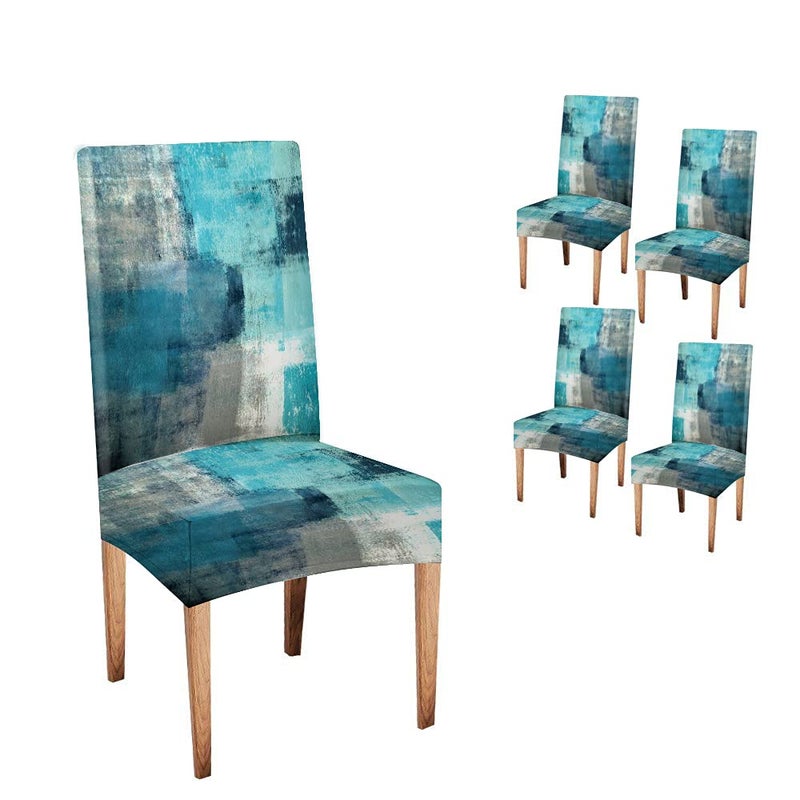 CAPSCEOLL CAPSCEOLL Chair Covers for Dining ChairsTurquoise Teal Chiar Covers Slipcover Stretch Removable Washable Parson Seat Cover for Dining RoomLiving RoomKitchen Set of 4