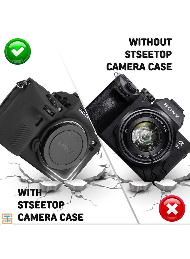 STSEETOP حافظة سوني A7R iii، غلاف كاميرا احترافي من السيليكون المطاطي قابل للفصل للحماية لسوني A7 iii A7 riii سوني ILCE-7RIII A73 A7R3 (أسود) - Image 4