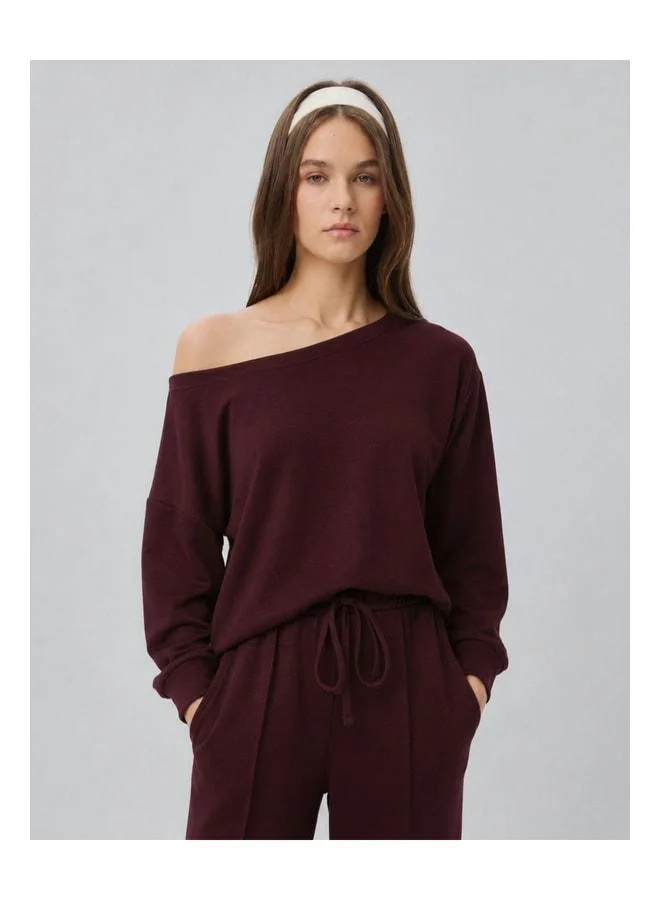 Lovely Istanbul Open-Shoulder Modal Top-Bottom Set LBY0027 MAROON.