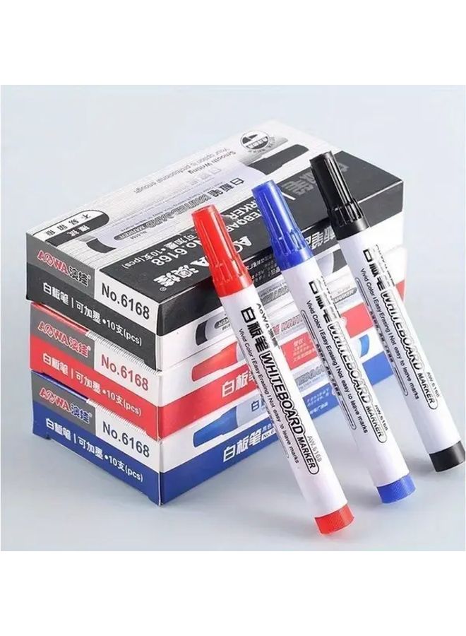12 Pieces Black Erasable Markers With Eraser Tips Quick Dry Smudge Proof Water Based Ink Large Tip For Smooth Writing On Whiteboard Glass Plastic Surfaces Ideal For Classroom Office Home Art Projects Compatible Smartboards Dry Erase Boards Home Organization Office Stationery Durable Tips Teachers Supplies - Image 1
