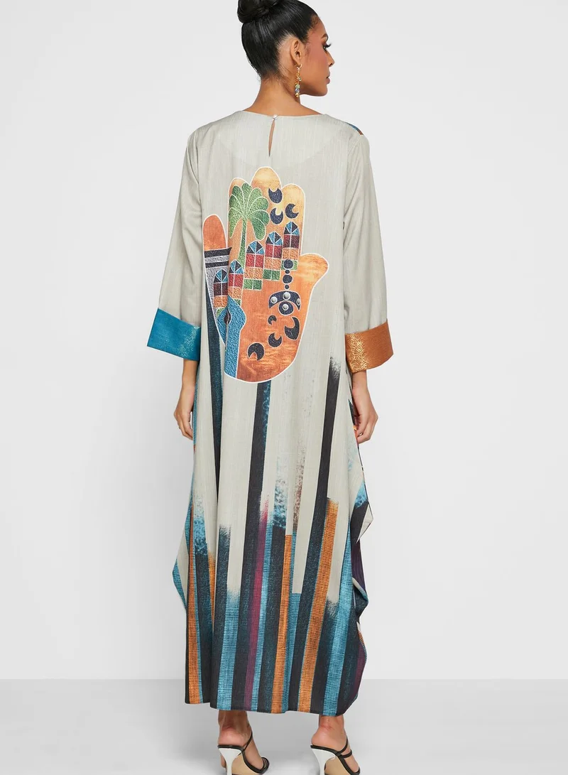 Thouq Printed Jalabiya
