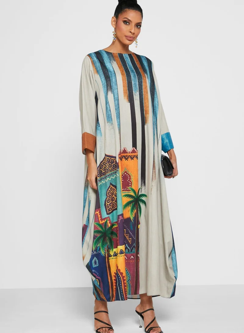 Thouq Printed Jalabiya