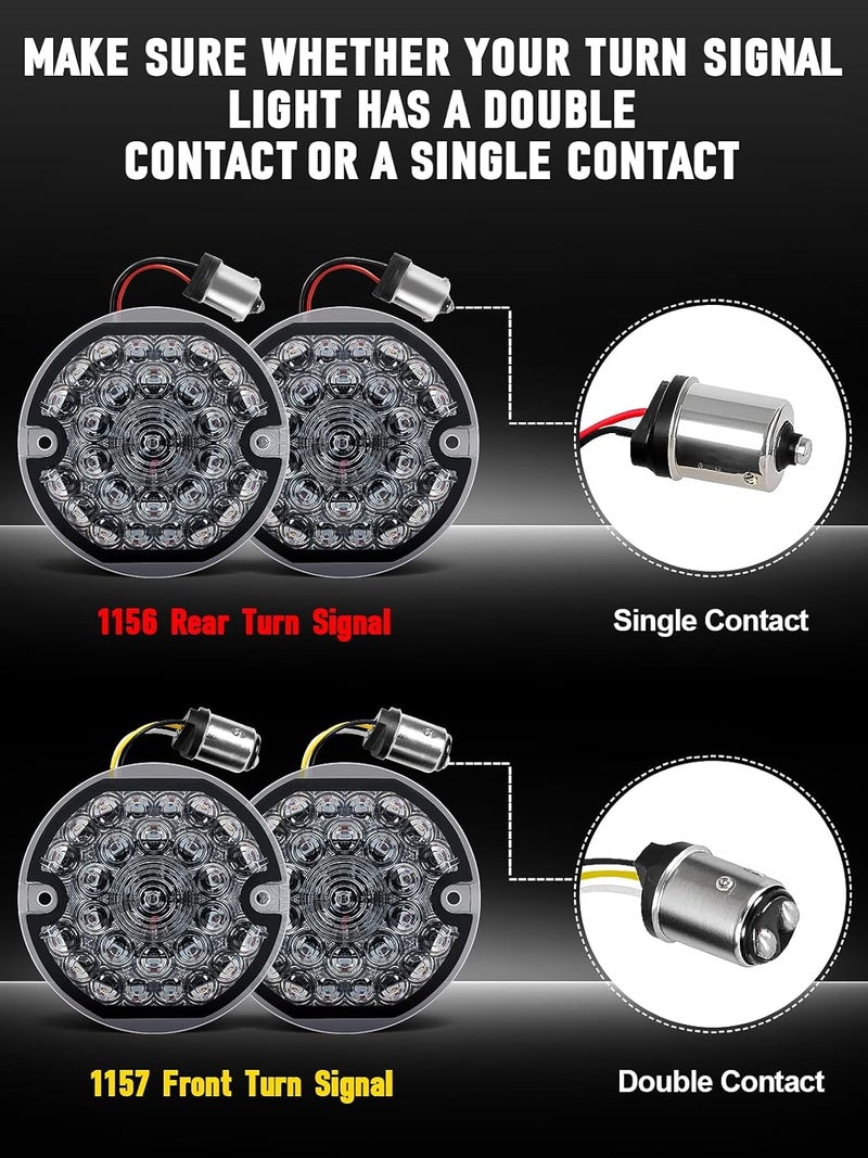 AUDEXEN 3-1/4 Inch Rear LED Turn Signal with Flat Smoke Lens, 1156 Base, Bright Red Lamp for Harley Motorcycles - Image 5