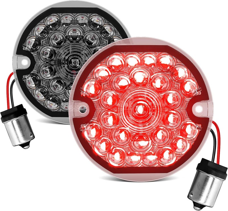 AUDEXEN 3-1/4 Inch Rear LED Turn Signal with Flat Smoke Lens, 1156 Base, Bright Red Lamp for Harley Motorcycles - Image 1
