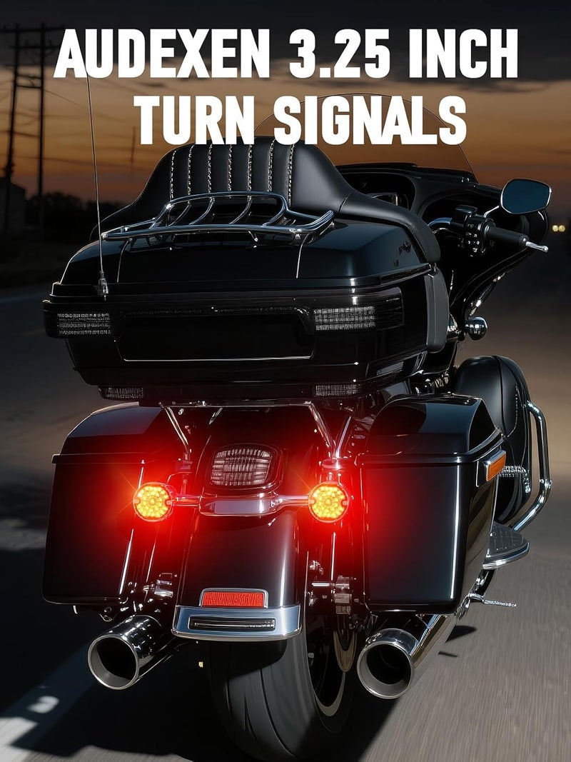 AUDEXEN 3-1/4 Inch Rear LED Turn Signal with Flat Smoke Lens, 1156 Base, Bright Red Lamp for Harley Motorcycles - Image 3