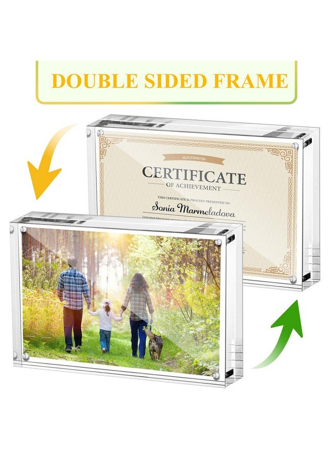 Boxalls 5x7 Inches Acrylic Picture Frame, Double Sided Clear Frameless Photo Frames with Magnetic Desktop Transparent - Image 2