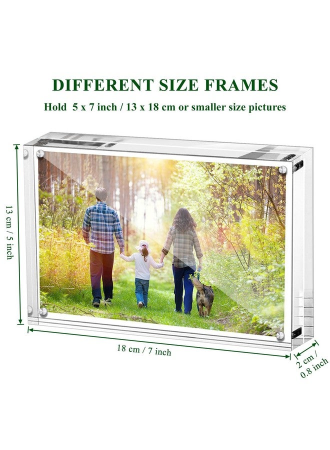 Boxalls 5x7 Inches Acrylic Picture Frame, Double Sided Clear Frameless Photo Frames with Magnetic Desktop Transparent - Image 1