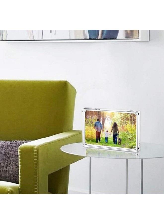 Boxalls 5x7 Inches Acrylic Picture Frame, Double Sided Clear Frameless Photo Frames with Magnetic Desktop Transparent - Image 4
