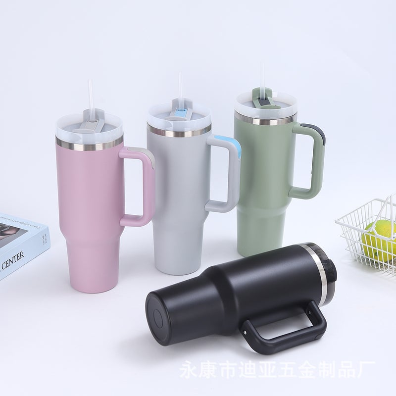 40Oz First-Generation Second-Generation Ice Cup Large-Capacity Car Thermos Vacuum Double-Layer With Handle Suction Tube Cup - Image 4