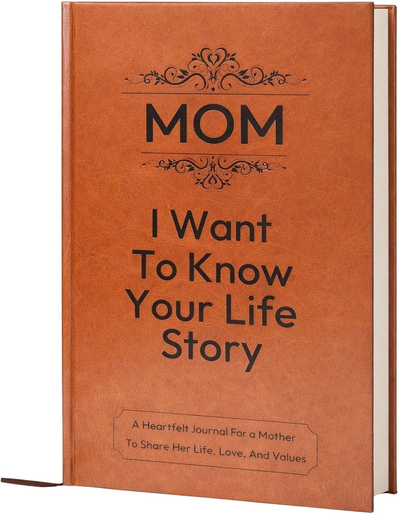 XKFCFC Gifts for Mom- Mom I Want to Know Your Life Story: Leather Bound Hardback For Birthday Mothers Day Gifts Hear Mom's Story, 100GSM Paper A Mother’s Guided Journal To Share Her Life & Her Love - Image 1