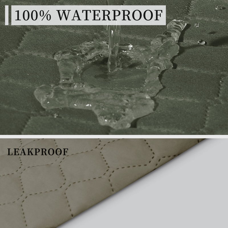 Issuntex Double Protection 100% Waterproof Sofa Covers For Living Room Couch Covers For 3 Cushion Couch Sofa Reversible Furniture Protector Sofa Cover For Dogs Pets (Sofa Greyish Green/Beige) - Image 3