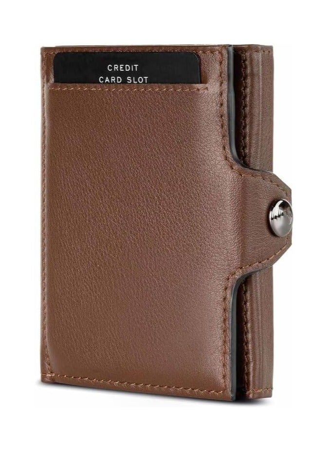 FEND Fend RFID Blocking Leather Wallet Trifold Design With 6 Card Slots and ID Window Designed for Men Brown  - Image 1