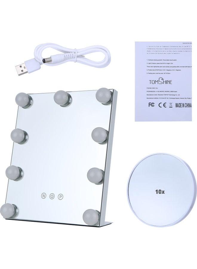 تومشاين مرآة توضع على سطح الطاولة مزودة بإضاءة و9 لمبات متعدد الألوان 34.5 x 15 x 31سم - Image 5