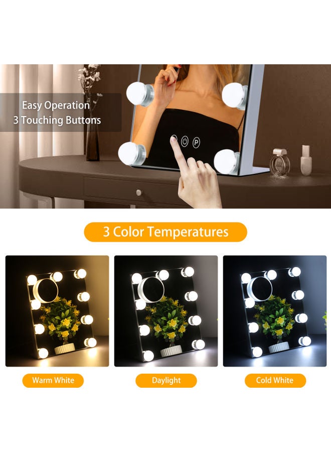 تومشاين مرآة توضع على سطح الطاولة مزودة بإضاءة و9 لمبات متعدد الألوان 34.5 x 15 x 31سم - Image 4