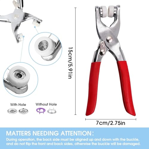 AAMATY Snap Button Fastener Kit with Pliers Tool (100 Sets) – Metal Press Stud Buttons for Clothes, Leather, Bags, DIY Craft – Stainless Steel Snap Kit with Storage Box (Multicolor) AADIVY - Image 2