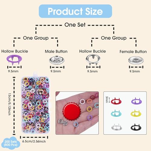 AAMATY Snap Button Fastener Kit with Pliers Tool (100 Sets) – Metal Press Stud Buttons for Clothes, Leather, Bags, DIY Craft – Stainless Steel Snap Kit with Storage Box (Multicolor) AADIVY - Image 3