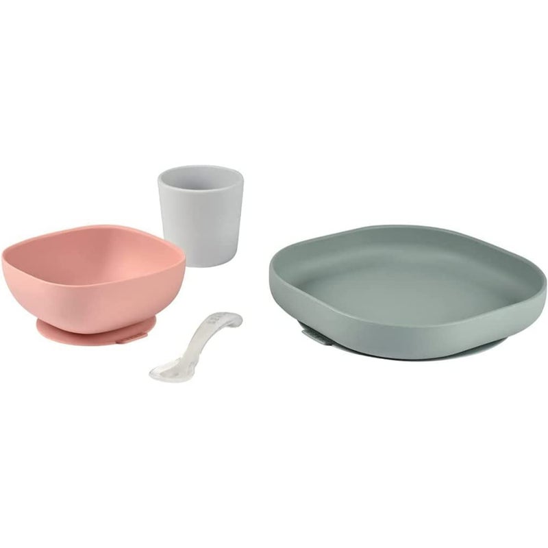 Baba Beaba Silicone 4 Piece Baby Meal Set – Suction Plate, Suction Bowl, Anti-Slip Cup & 2nd Stage Spoon, Non-Slip, Easy to Clean, BPA-Free Baby Feeding Set for Mess-Free Mealtime Essentials, 4M+ - Image 2