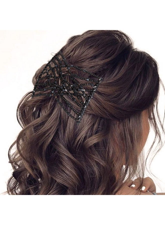 Aethland 6 Pieces Magic Hair Comb Elastic Beaded Hair Clips Women Stretchy Bride Double Slides Hairpins Combs for Women Ladies Girls DIY Hair Styling Accessories - Image 3