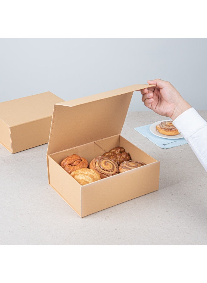 Restaurantware Gift Boxes 10 Pack Of 10" x 8" x 4" Magnetic Closure Collapsible Boxes Grease-Resistant Kraft Paper Storage Containers For Bakeries, Treats, Groomsman And Bridesmaid Proposals - Image 5