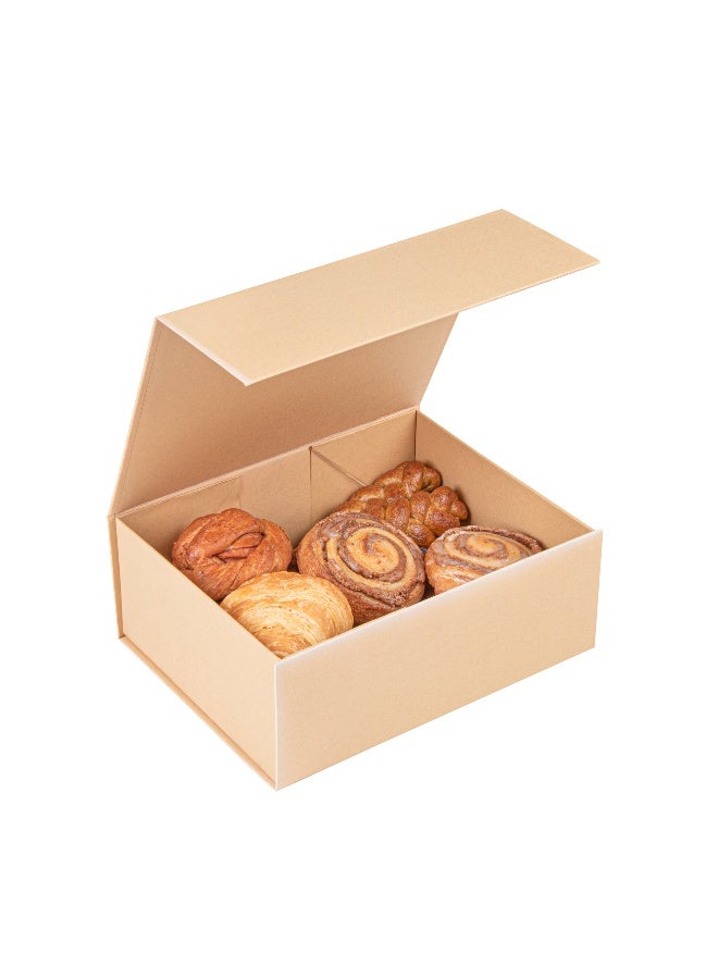 Restaurantware Gift Boxes 10 Pack Of 10" x 8" x 4" Magnetic Closure Collapsible Boxes Grease-Resistant Kraft Paper Storage Containers For Bakeries, Treats, Groomsman And Bridesmaid Proposals - Image 2