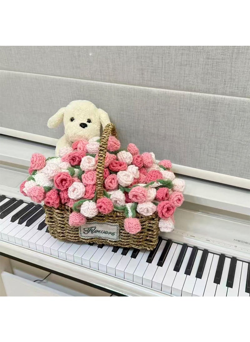 Aikanbo 43.3 inches Romantic Knitted Rose Floral Throw Keep Warm Blankets, Crochet Flower Bouquet Air Conditioning Blanket, Finished Rose Bouquet Blanket Sofa Blankets, Decoration Blanket for Home or Car , Luxury Crochet Flower Roses Blankets for Birthday Mother's Day Valentine’s Day, Gift for Girls and Women - Image 3