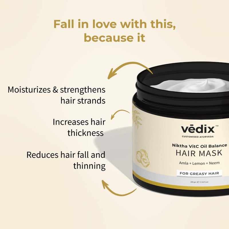 Vedix Ayurvedic Hair Mask For Hair Growth Customized Niktha Vitc Oil Balance Hair Mask For Oily Hair With Amla  Lemon  Neem  200Gm 1 Count - Image 5