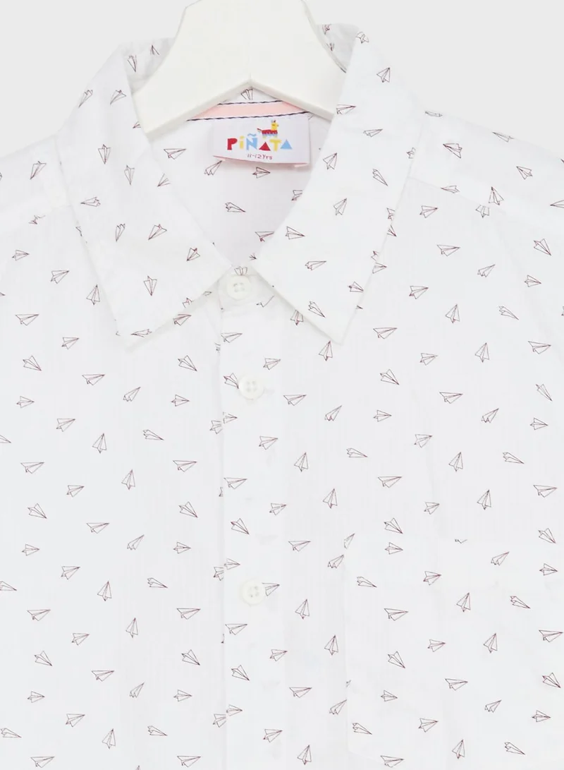 Pinata Boys Granded Collar Printed Shirt