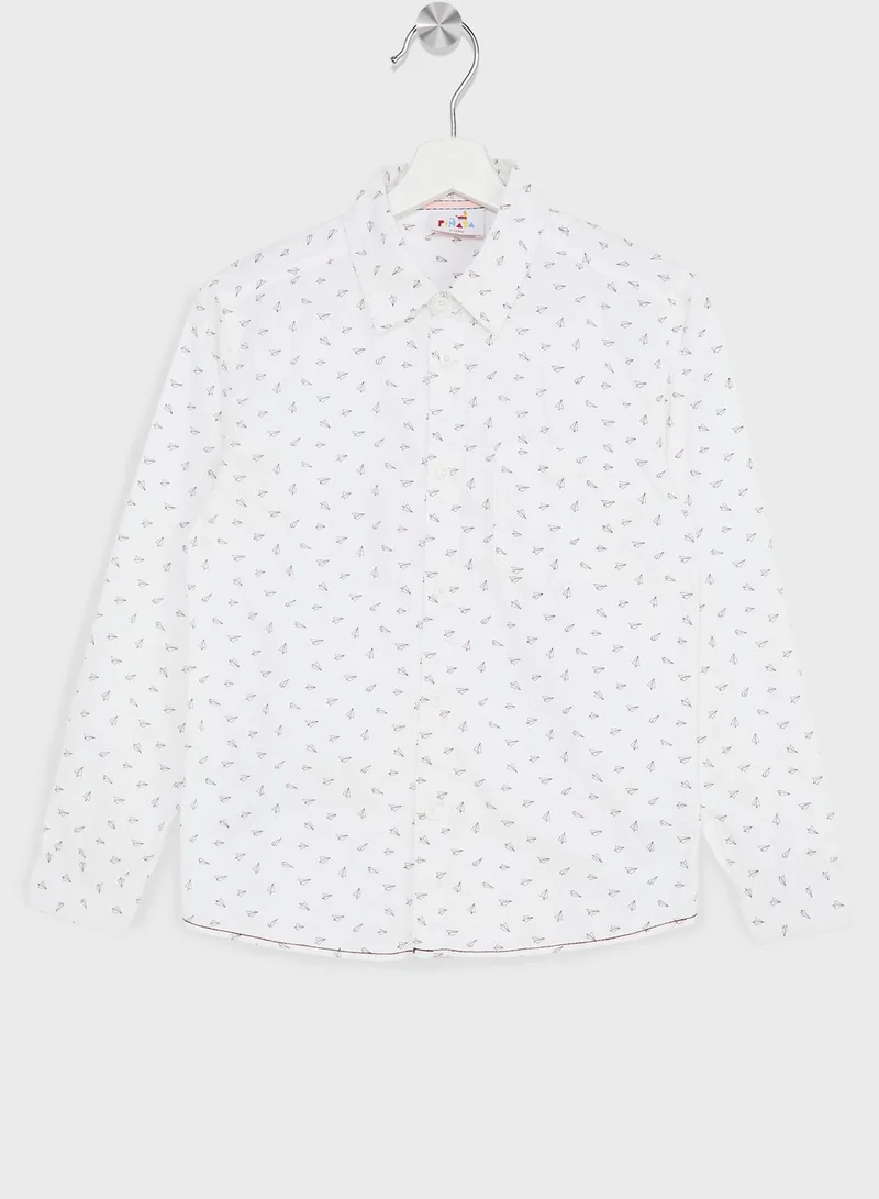 Pinata Boys Granded Collar Printed Shirt