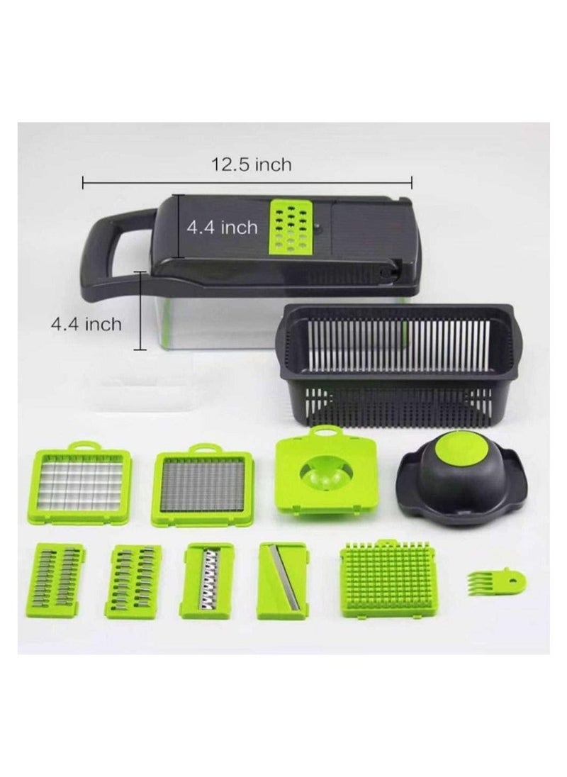 Raxoom Vegetable Chopper Food Chopper Slicer Veggie Chopper Grater Multifunction with Handle Multi Blade Kitchen Food Vegetable Chopper Cutter with Container Drain Basket for Fruit Onion Potato - Image 2