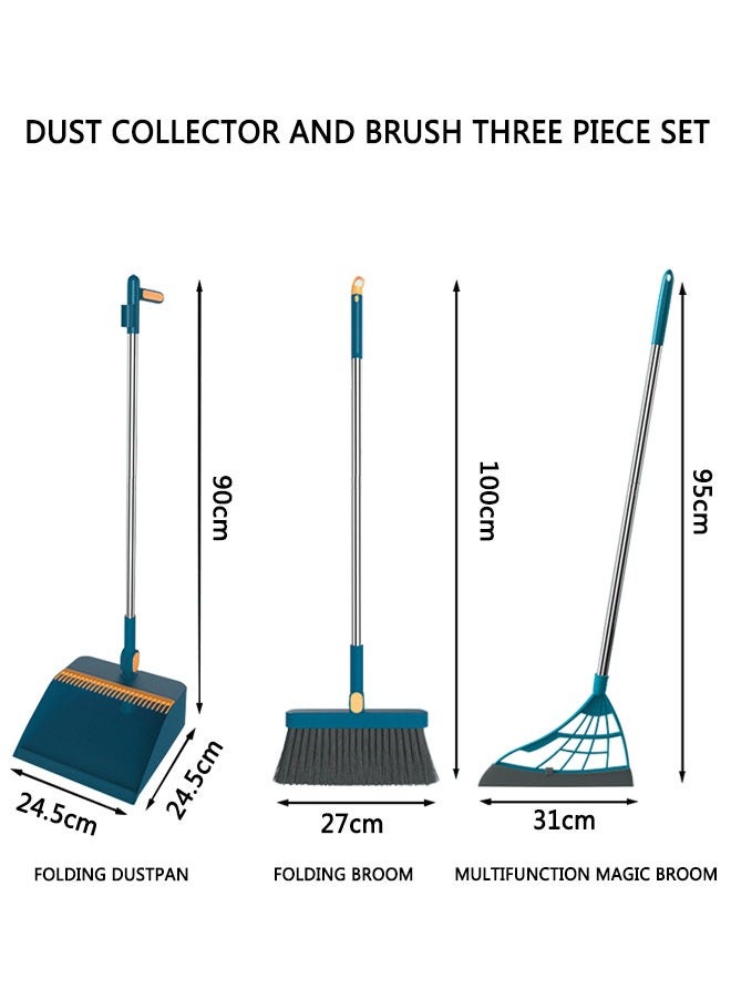 HAWAWA 3pcs Broom and Dustpan Set , Dustpan and Broom Set, Long Handle Broom and Dustpan Combo for Home Kitchen Room Office Lobby Indoor Floor Cleaning Dustpan Broom Set  - Image 2