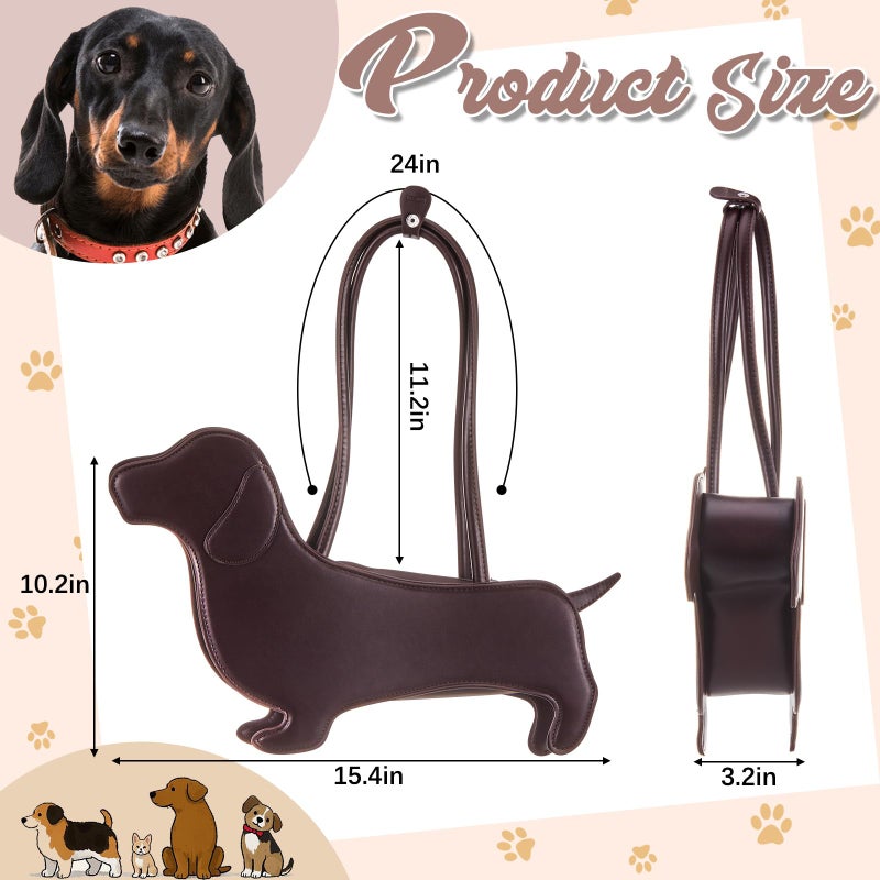 Dansydaisy Dachshund Bag, Gifts for Women Purse Dachshund Dog Shaped Shoulder Bag Cute Pet PU Leather Tote Handbag for Puppy Lovers Mom Daughter Friends Weiner Sausage Dog Birthday Gifts - Image 4