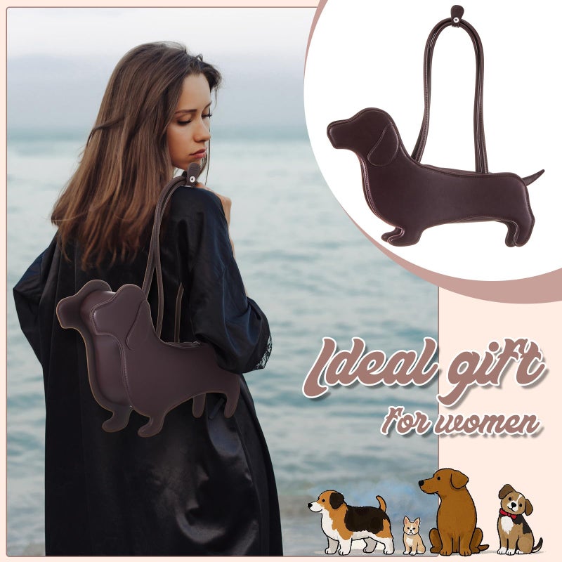 Dansydaisy Dachshund Bag, Gifts for Women Purse Dachshund Dog Shaped Shoulder Bag Cute Pet PU Leather Tote Handbag for Puppy Lovers Mom Daughter Friends Weiner Sausage Dog Birthday Gifts - Image 2