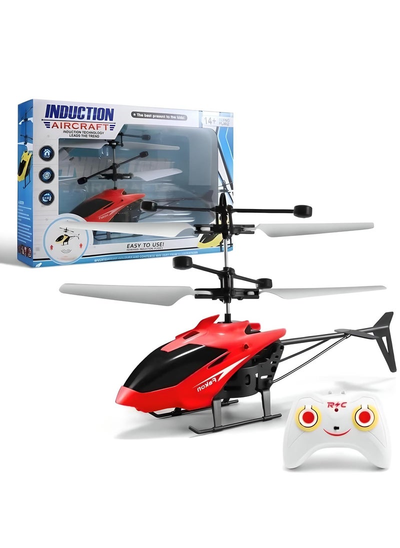 SARAQITA - Toy Helicopter with Sensor and Remote Control - Red Rechargeable Flying Toy Kids Friendly - Image 1