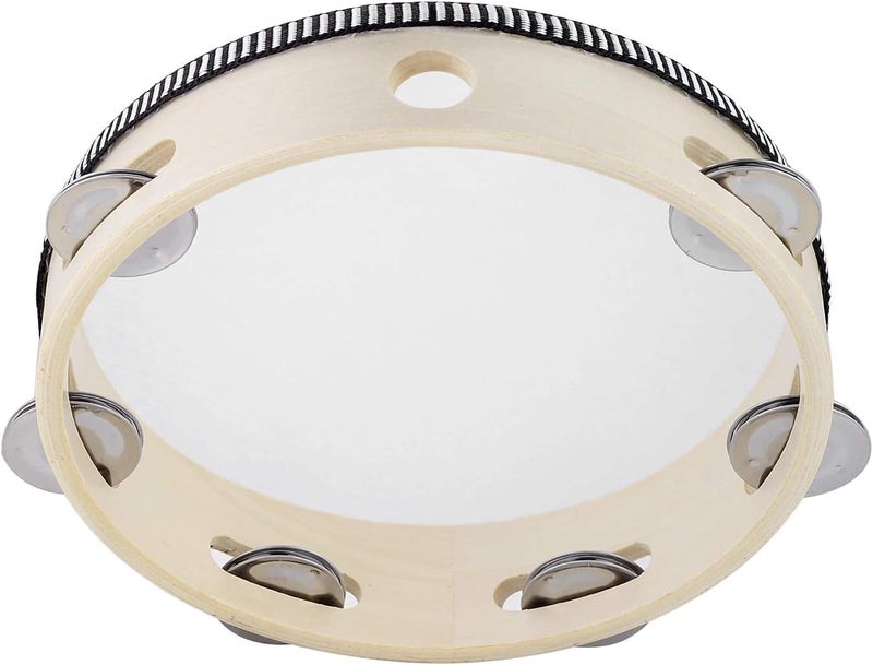 JAVIK Tambourine Hand Held Drum Music Instruments (8 inch Natural) - Image 5