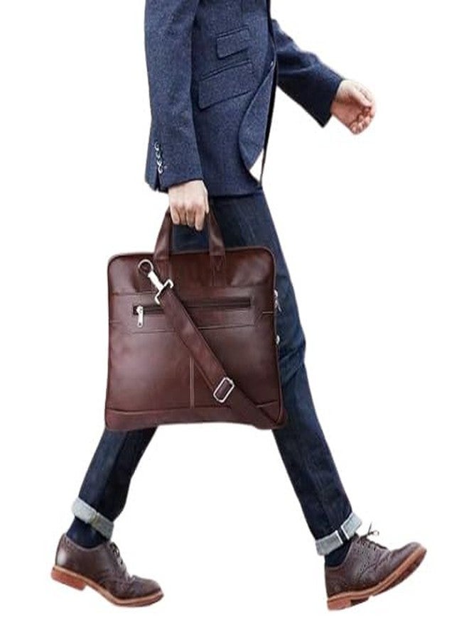SSBC Synthetic Leather Briefcase Best Laptop Messenger Bag Satchel for Men with Handle and Detachable Shoulder Strap Bag for Men with standard Size 15.6 Inch - Brown - Image 5