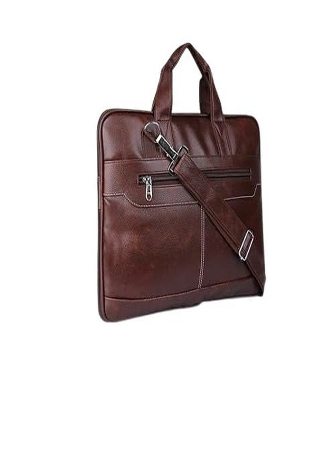 SSBC Synthetic Leather Briefcase Best Laptop Messenger Bag Satchel for Men with Handle and Detachable Shoulder Strap Bag for Men with standard Size 15.6 Inch - Brown - Image 2