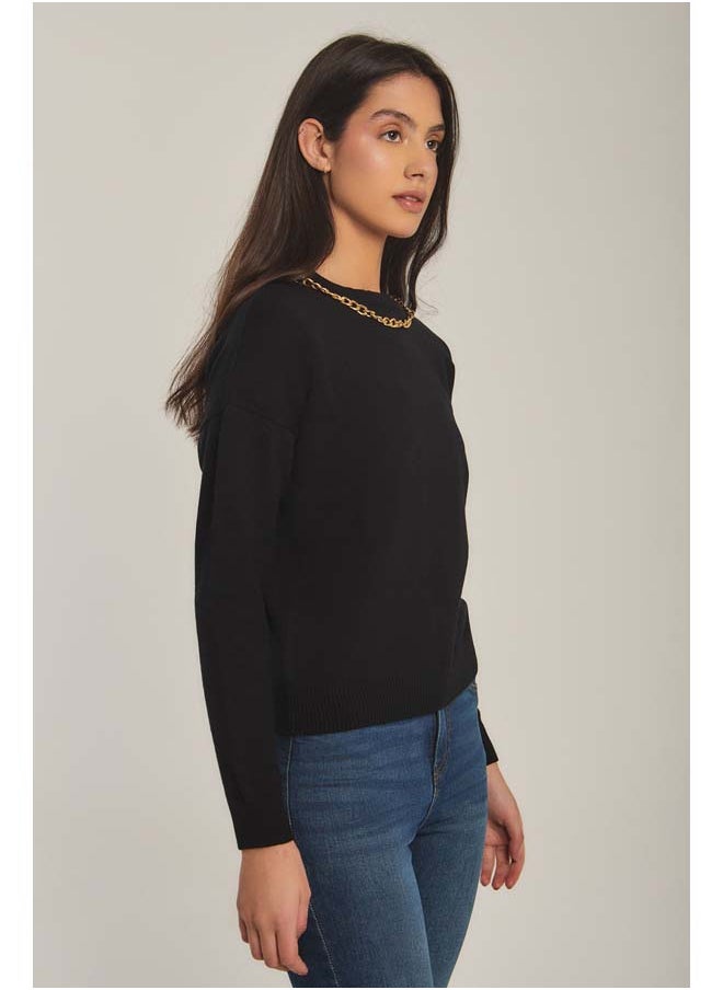 Dare Fancy Pullover With Chain Neck Detail  - Image 2