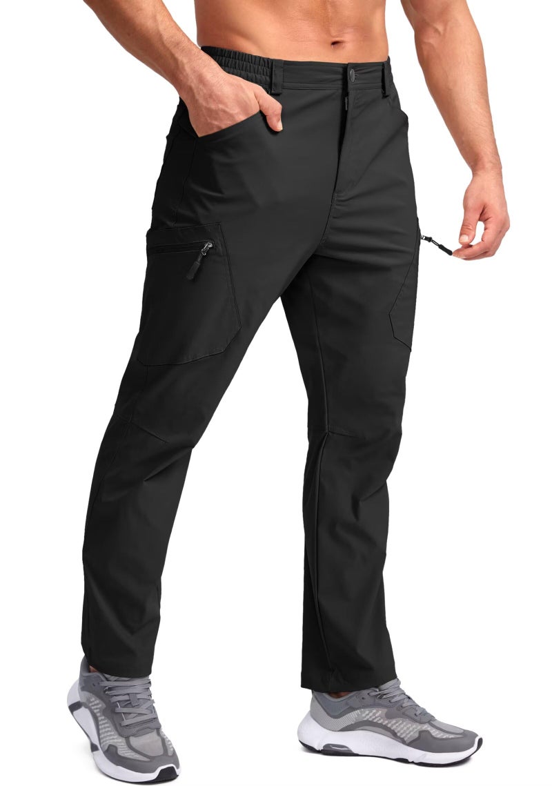 Pudolla Hiking Pants Men Tactical Cargo Pants with Multi Pockets Lightweight Waterproof Pants Work Pants Black L - Image 1