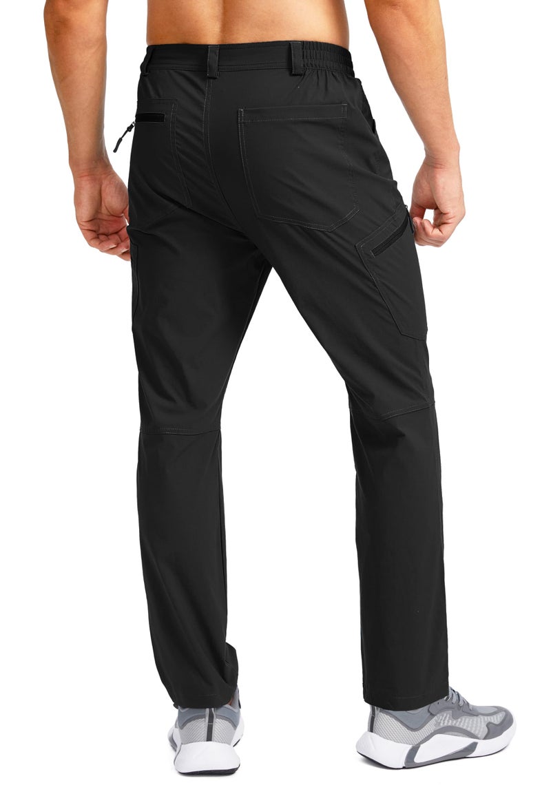 Pudolla Hiking Pants Men Tactical Cargo Pants with Multi Pockets Lightweight Waterproof Pants Work Pants Black L - Image 2