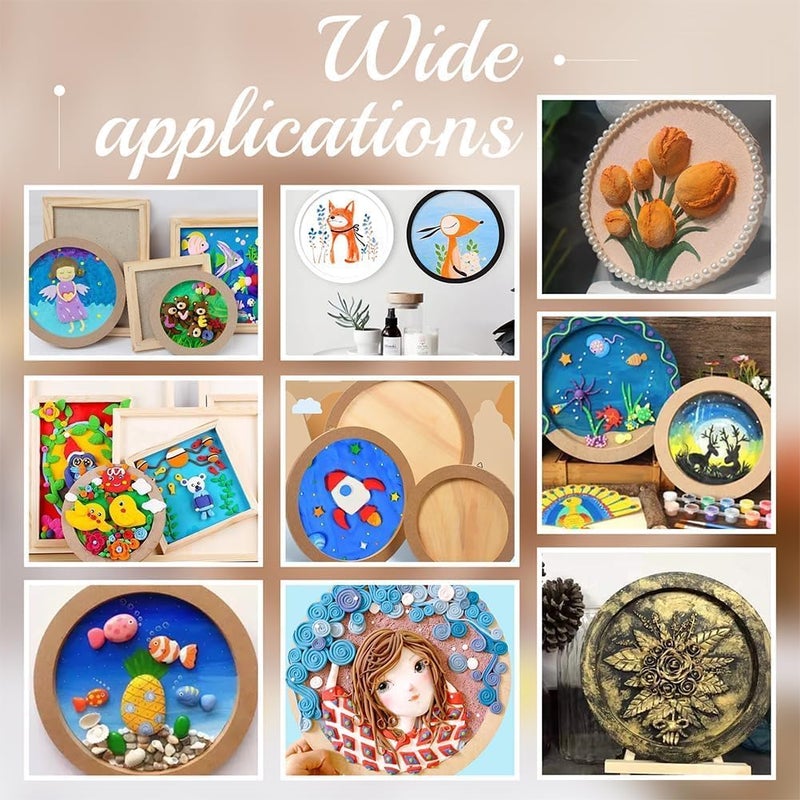ARS 3pcs Canvas Boards - Round Wood Painting Boards, 15cm & 20cm Diameter, Unfinished Wood Paint Pouring Panels for Crafts - Image 2