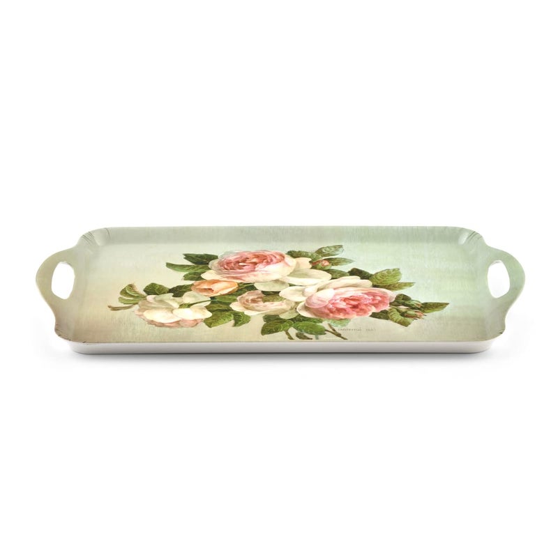 Pimpernel Antique Roses Collection Large Handled Tray | Serving Tray for Lunch, Coffee, or Breakfast | Made of Melamine for Indoor and Outdoor use | Measures 18.9" x 11.6" | Dishwasher Safe - Image 2