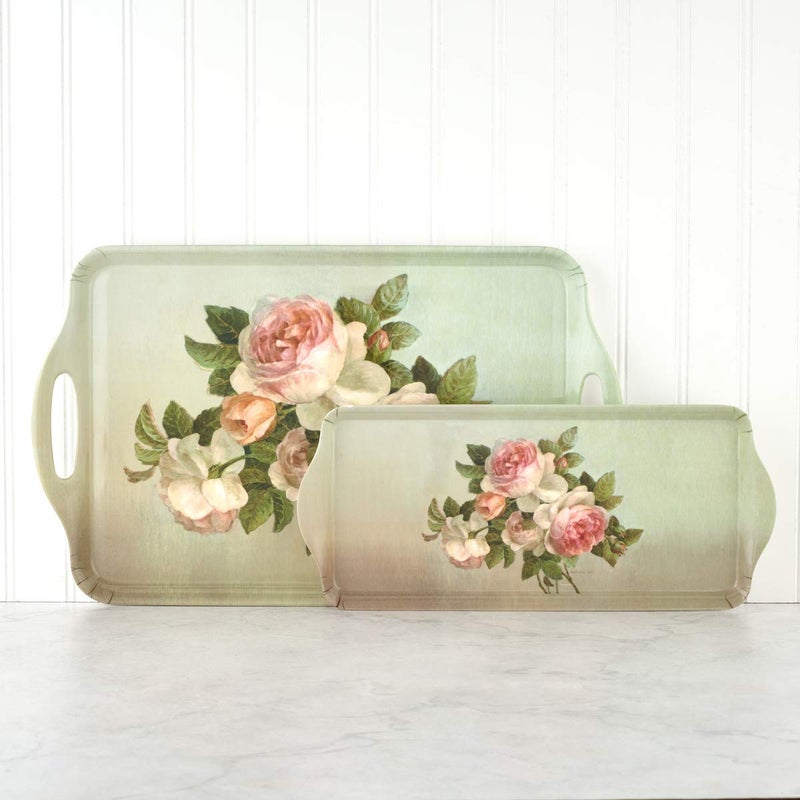 Pimpernel Antique Roses Collection Large Handled Tray | Serving Tray for Lunch, Coffee, or Breakfast | Made of Melamine for Indoor and Outdoor use | Measures 18.9" x 11.6" | Dishwasher Safe - Image 5